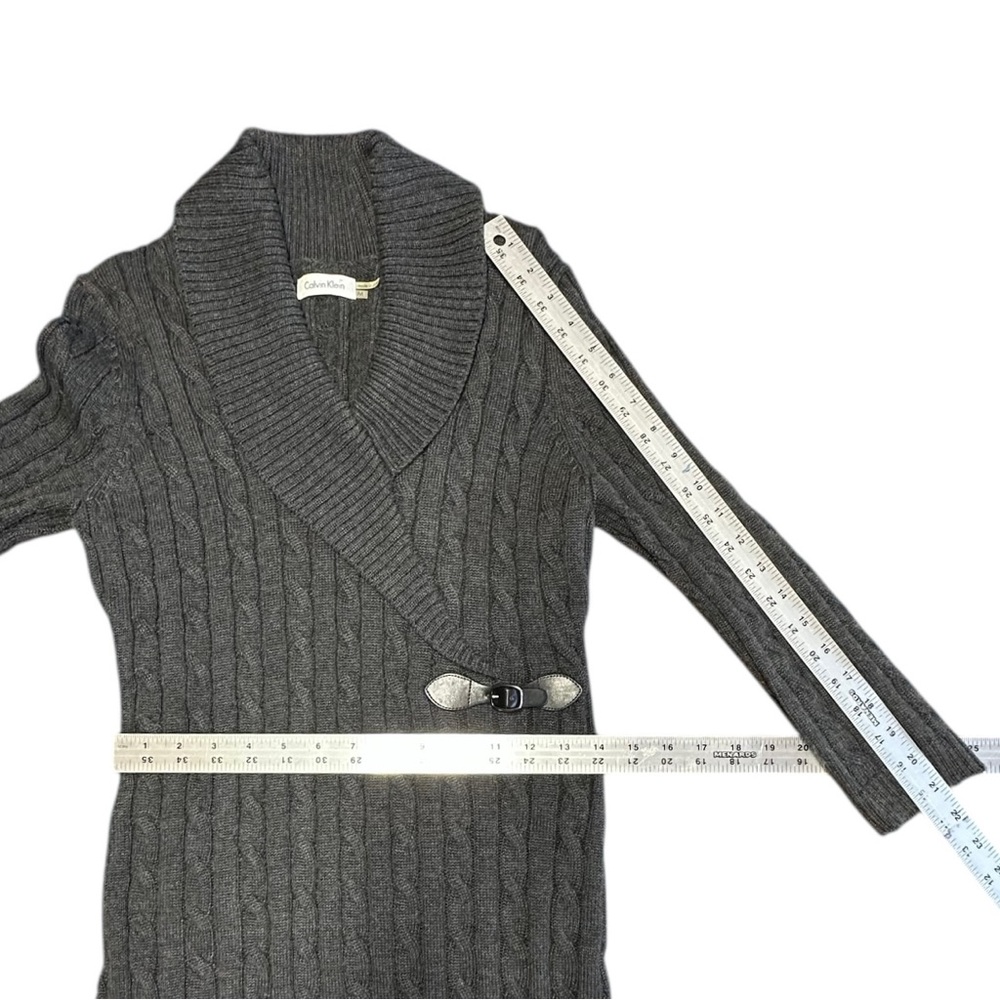 Calvin Klein ~ Women’s Grey Cable Knit LS Sweater Dress ~ Size M - Picture 9 of 10